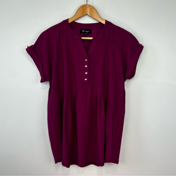 LILY MORGAN purple short sleeve blouse L - Picture 1 of 8